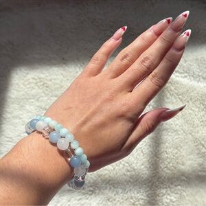 Healing Crystal Bracelet Bundle – Angelite, Moonstone, Amazonite & Clear Quartz